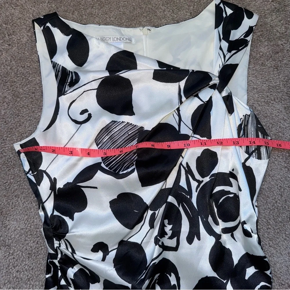 Maggy London One Shoulder Black and White Dress - Picture 3 of 6